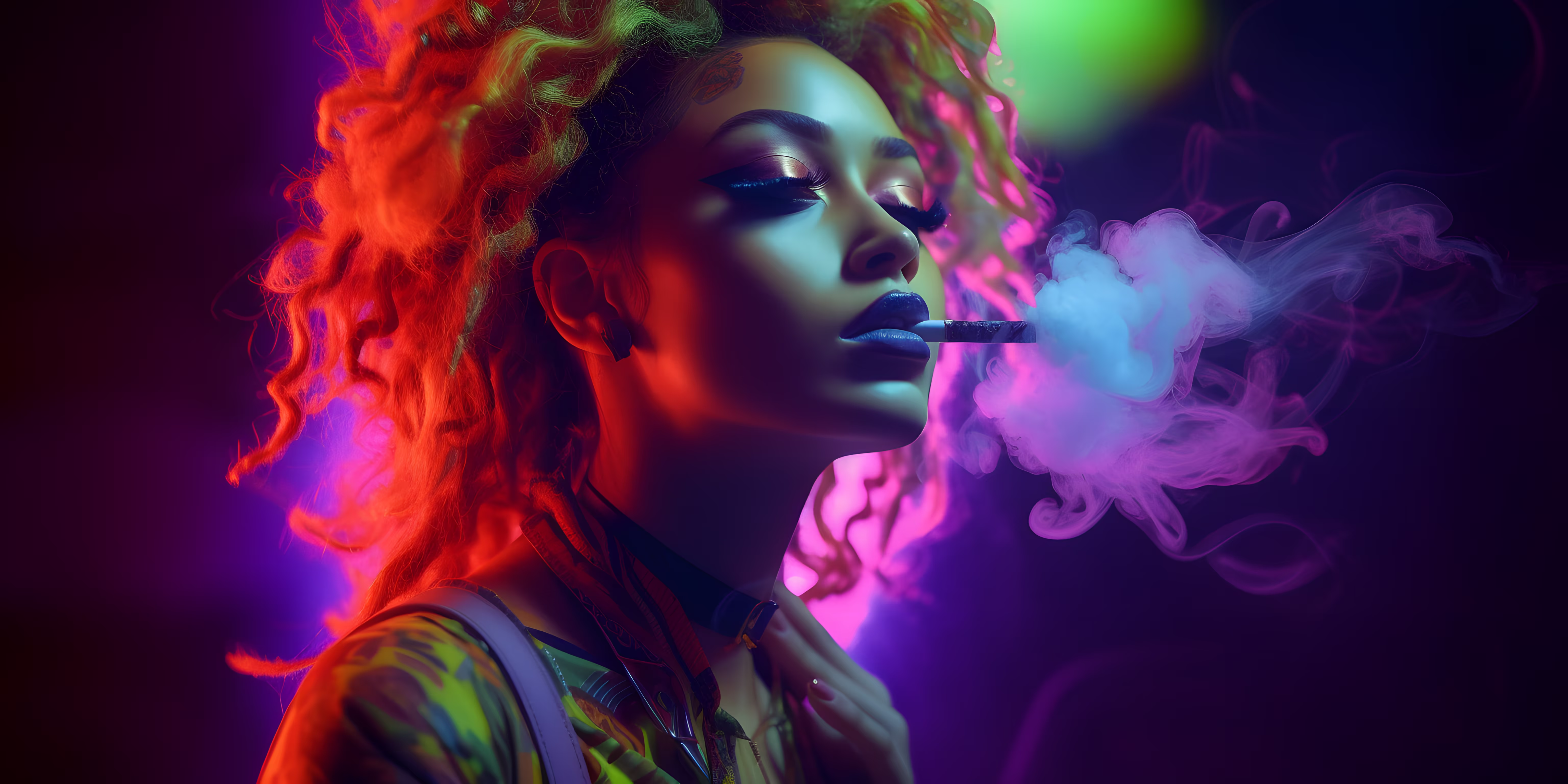 Young woman smoking cannabis in a club Young woman smoking cannabis in a club