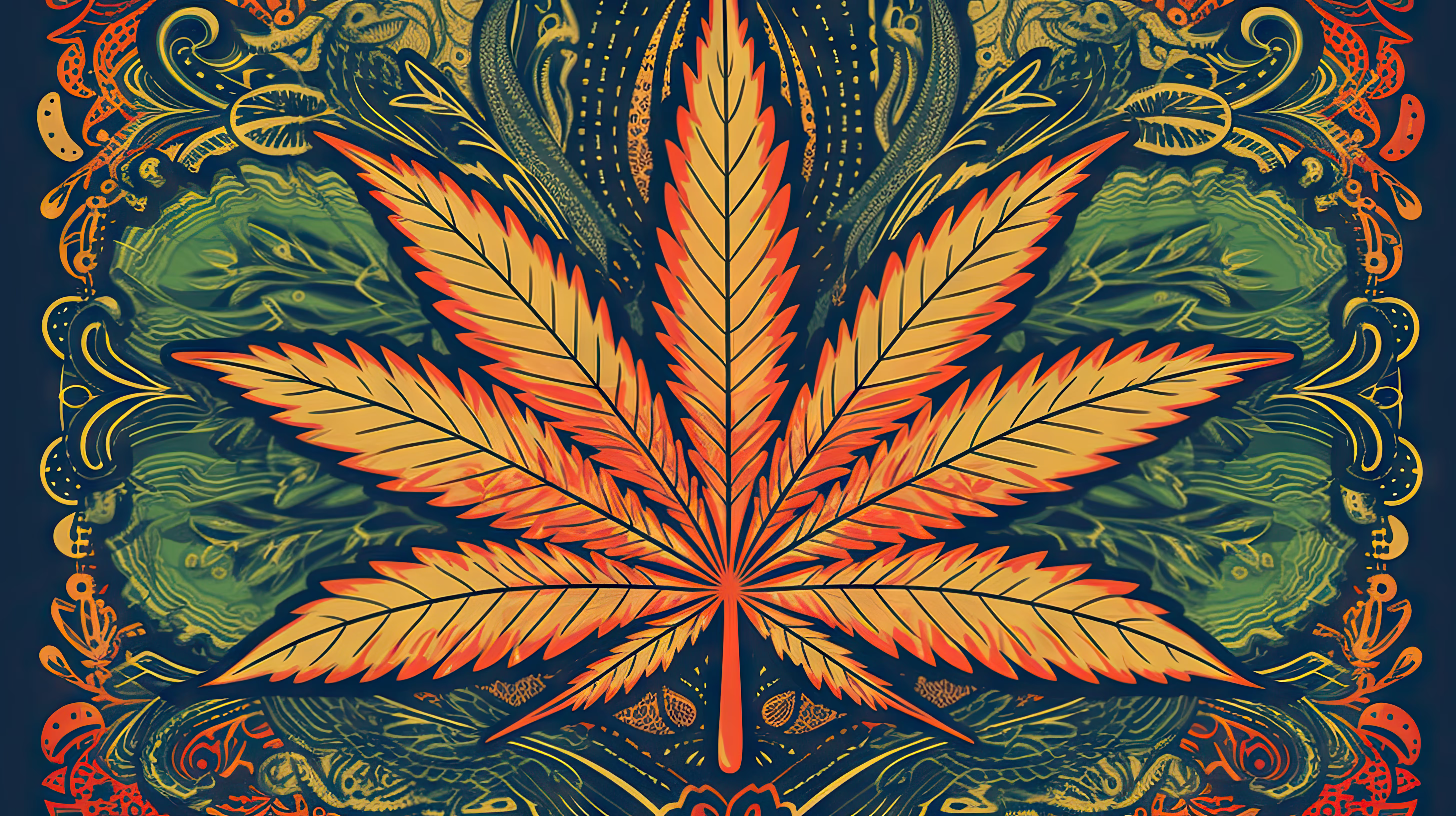 Artistic image of a cannabis leaf in a Cannabis Social Club (CSC) at Playa de Muro