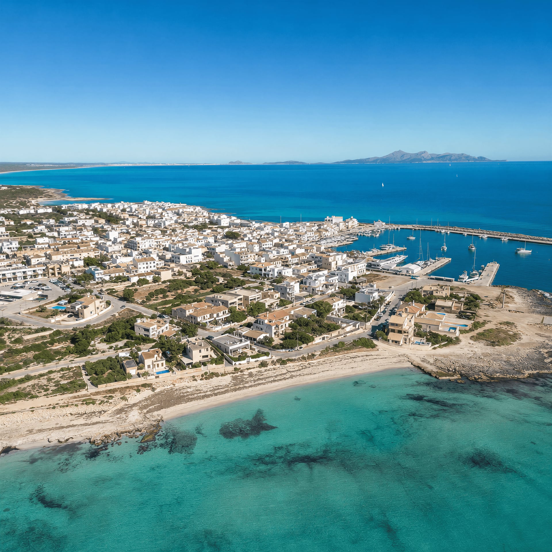 Harbour view of Colonia de Sant Jordi toward Es Trenc and Cabrera, Mallorca — near cannabis social clubs