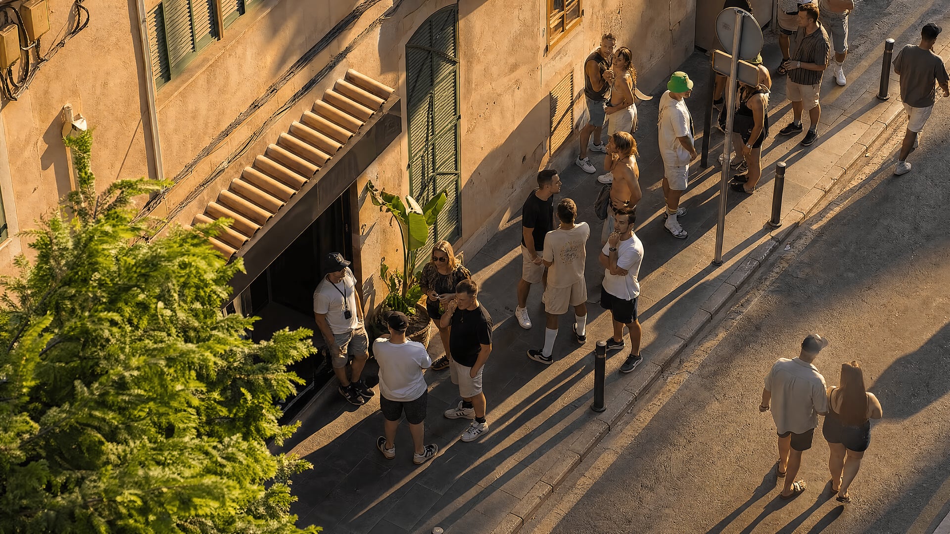 German holidaymakers outside a Palma cannabis social club entrance