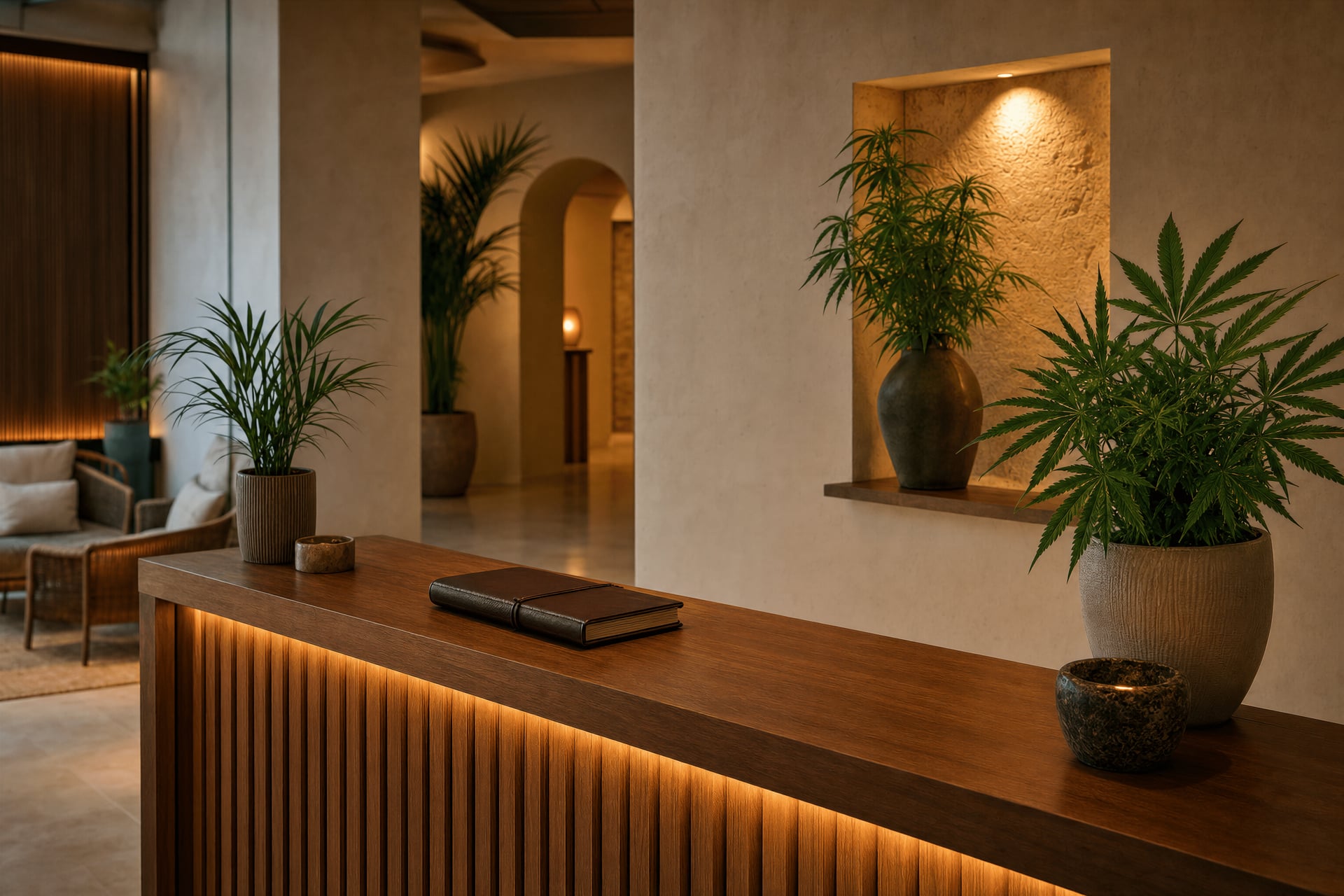 Mallorca cannabis club membership — private members-only association reception desk