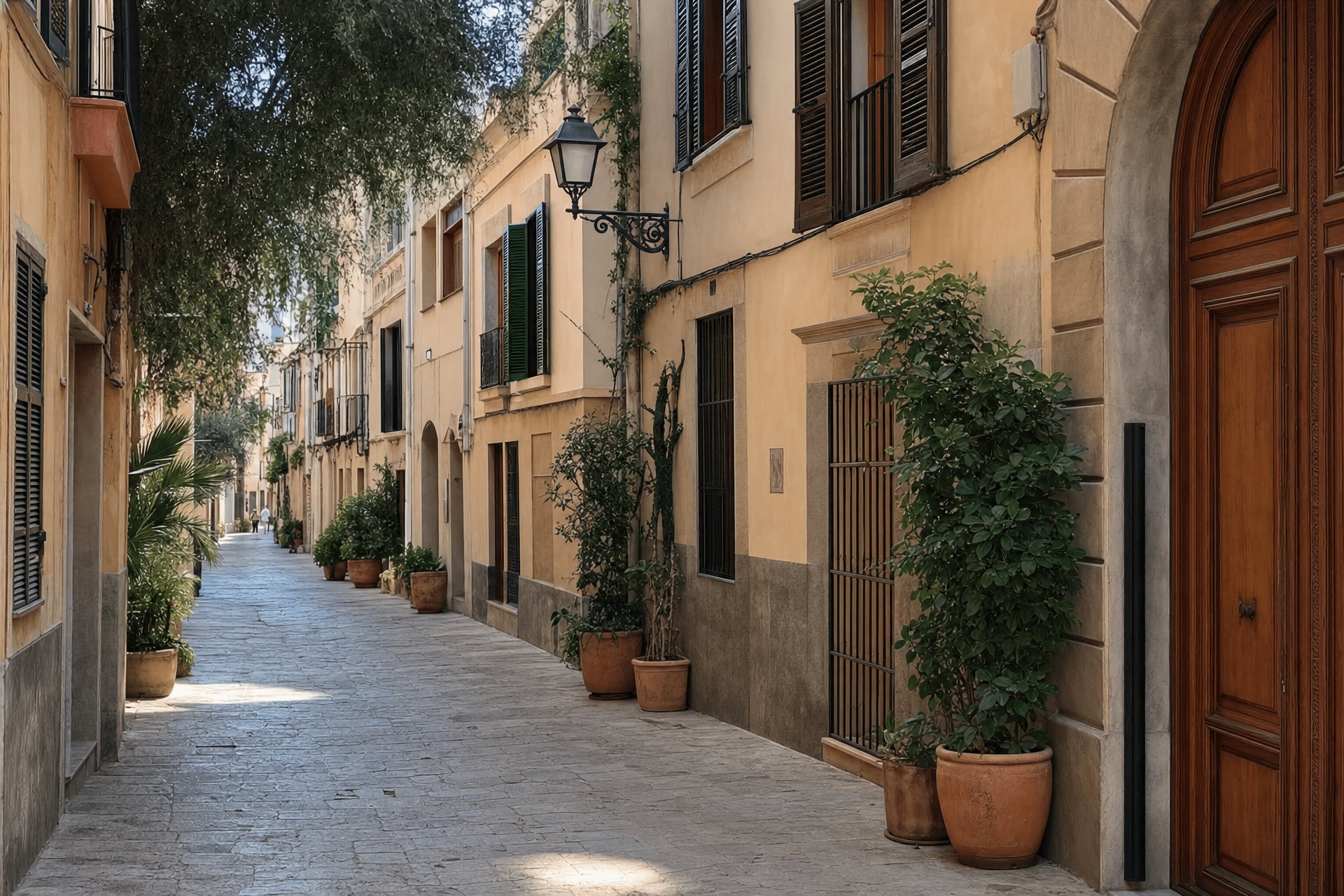 No cannabis shops or dispensaries in Mallorca — Palma old town street