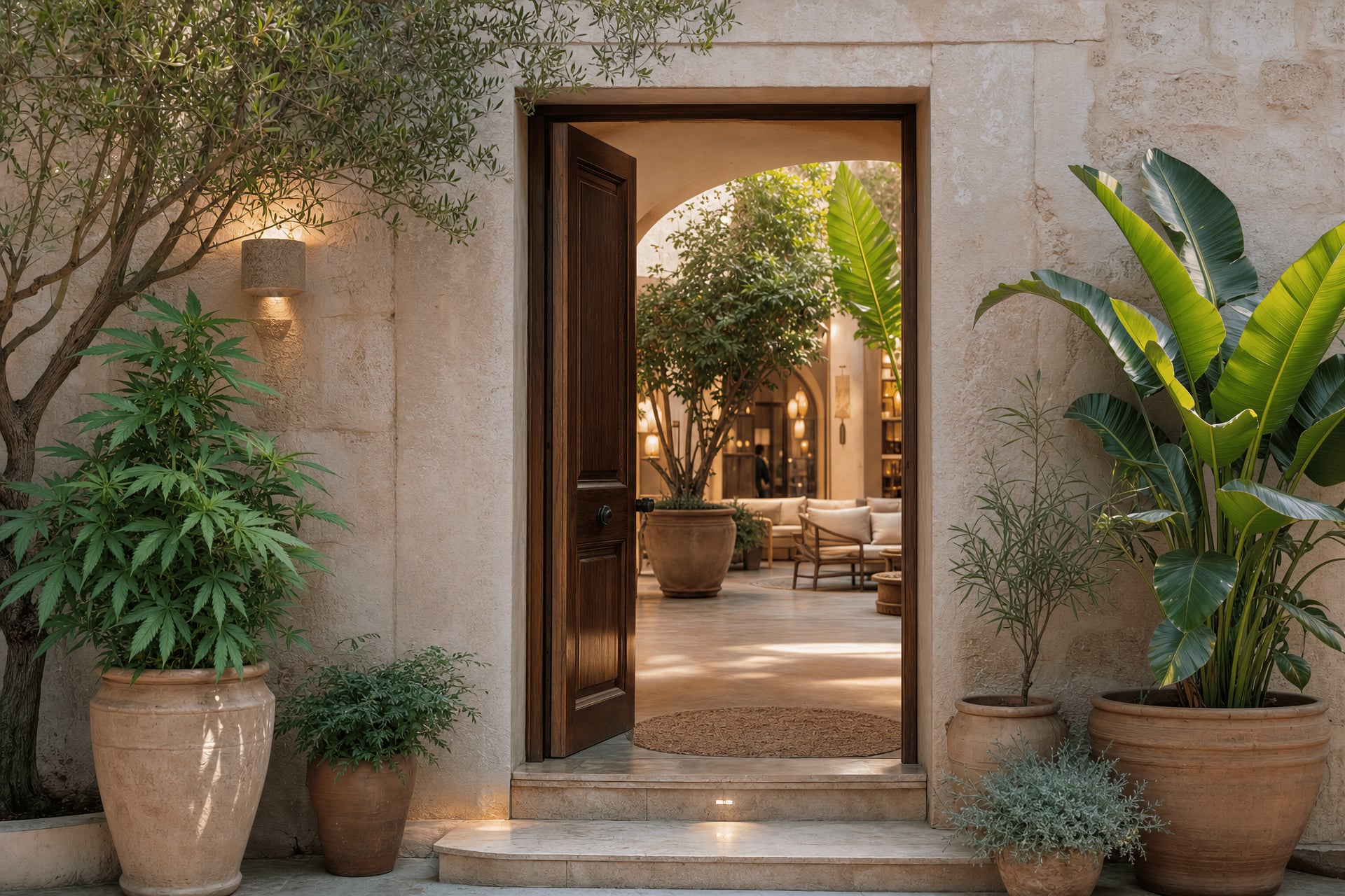 Cannabis club on Mallorca — welcoming entrance for same-day membership access