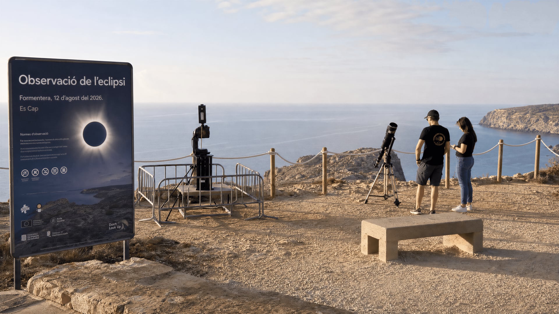 Formentera Es Cap observation area prepared for the August 2026 solar eclipse